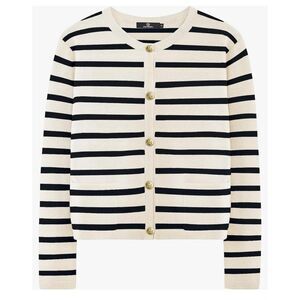 LILLUSORY Women's Striped Cardigan Sweater Multicolor M Long Sleeve Button-Down